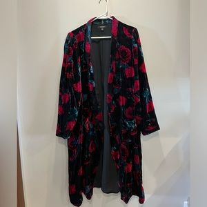 Black Valor Long Coat with Roses from Torrid